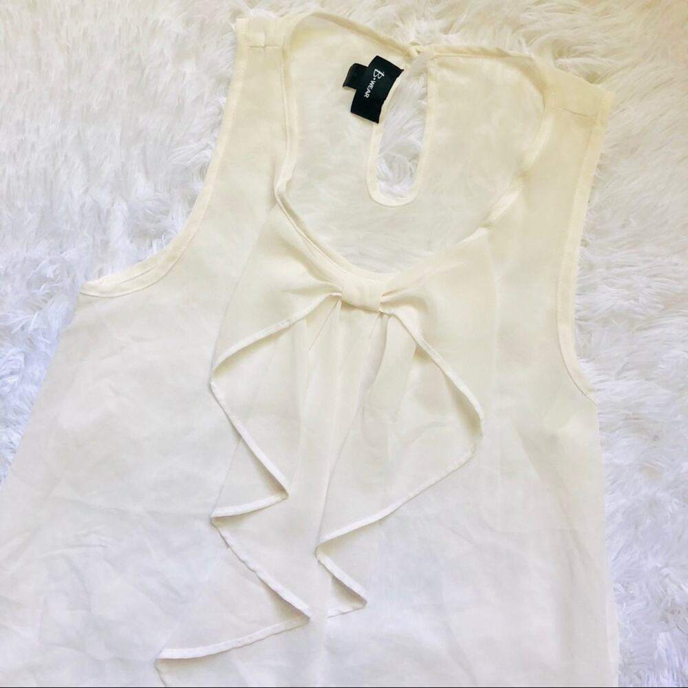 BEWEAR • White Sheer Bow Front Tank Top